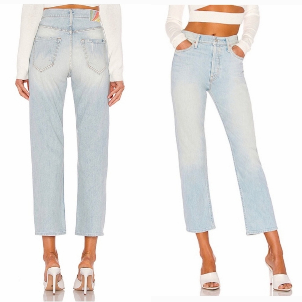 Mother Denim The Tomcat Ankle Hella Hot 27 Crop Jean Light Blue Jeans Rainbow